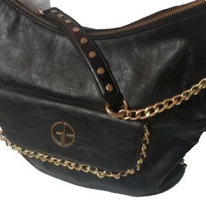Gianni Bini woman's black tote with Gold chain deigner bag vintage vegan leather